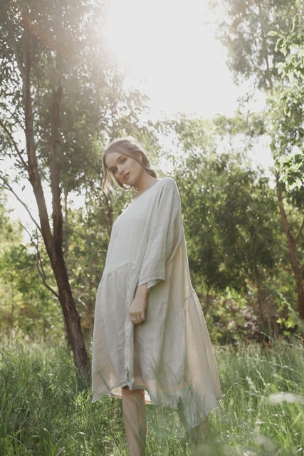 Clarissa Linen dress. Stone