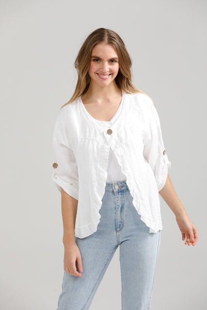 Fifi Linen Jacket. Icing Sugar