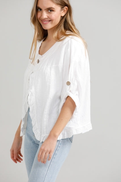 Fifi Linen Jacket. Icing Sugar
