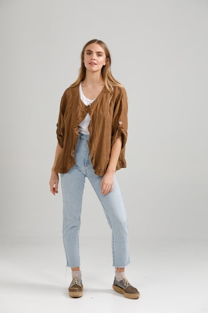 Fifi Linen Jacket. Tobacco