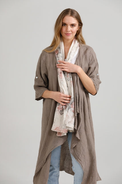 Sabine Linen Duster coat. toasted almond.