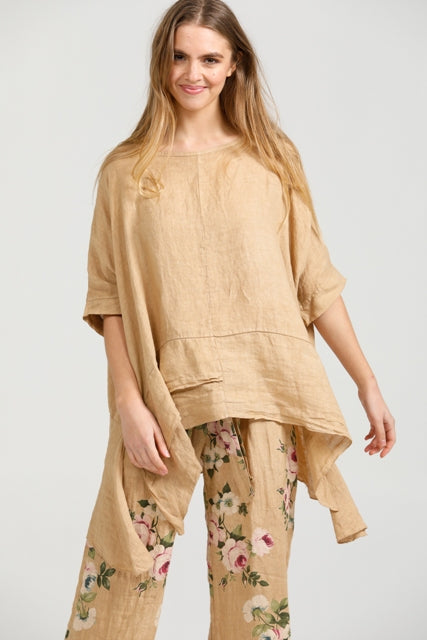 Sorrento Linen top. Caramel.