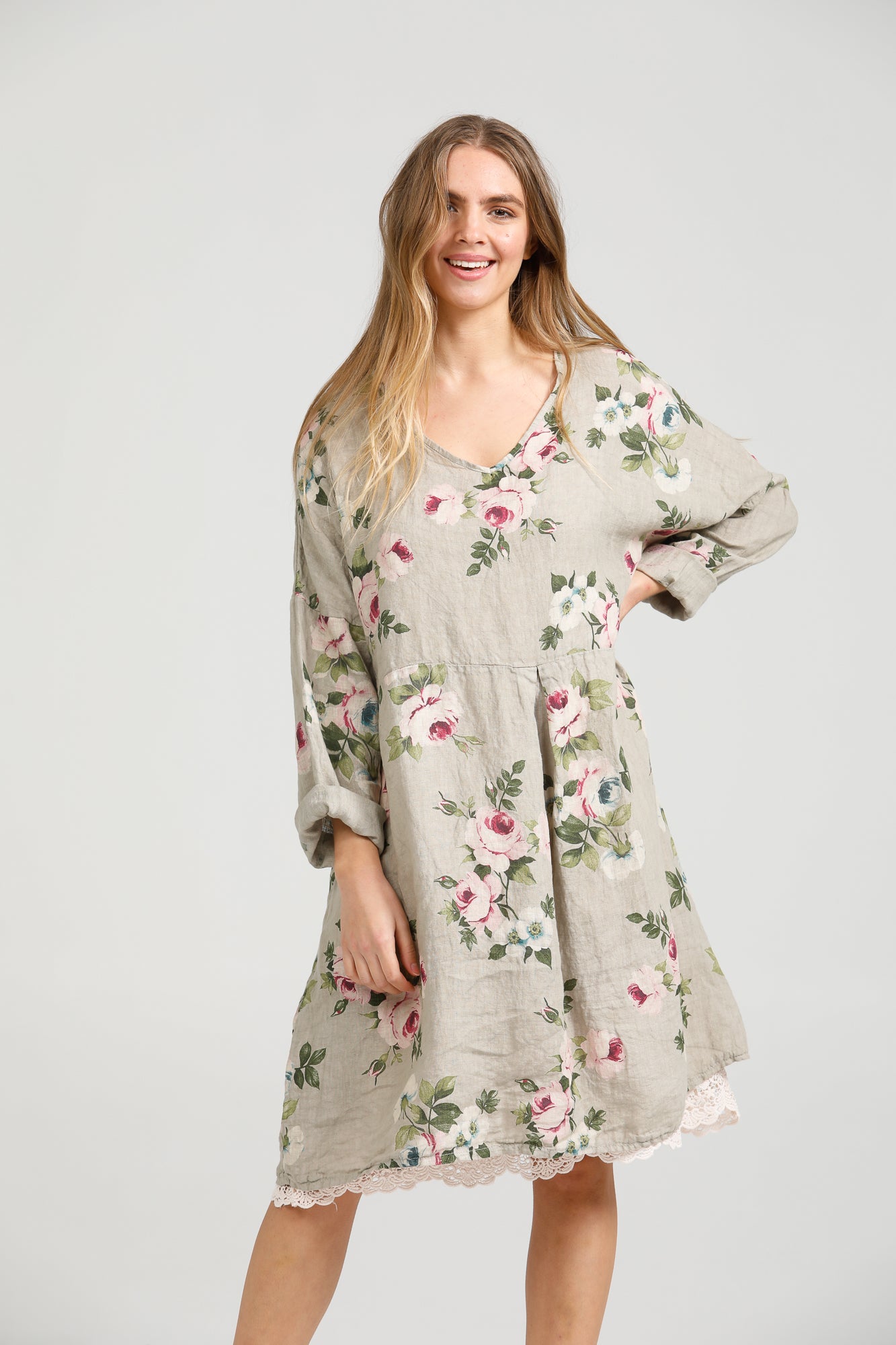 Amelia Floral Linen dress . Seamist