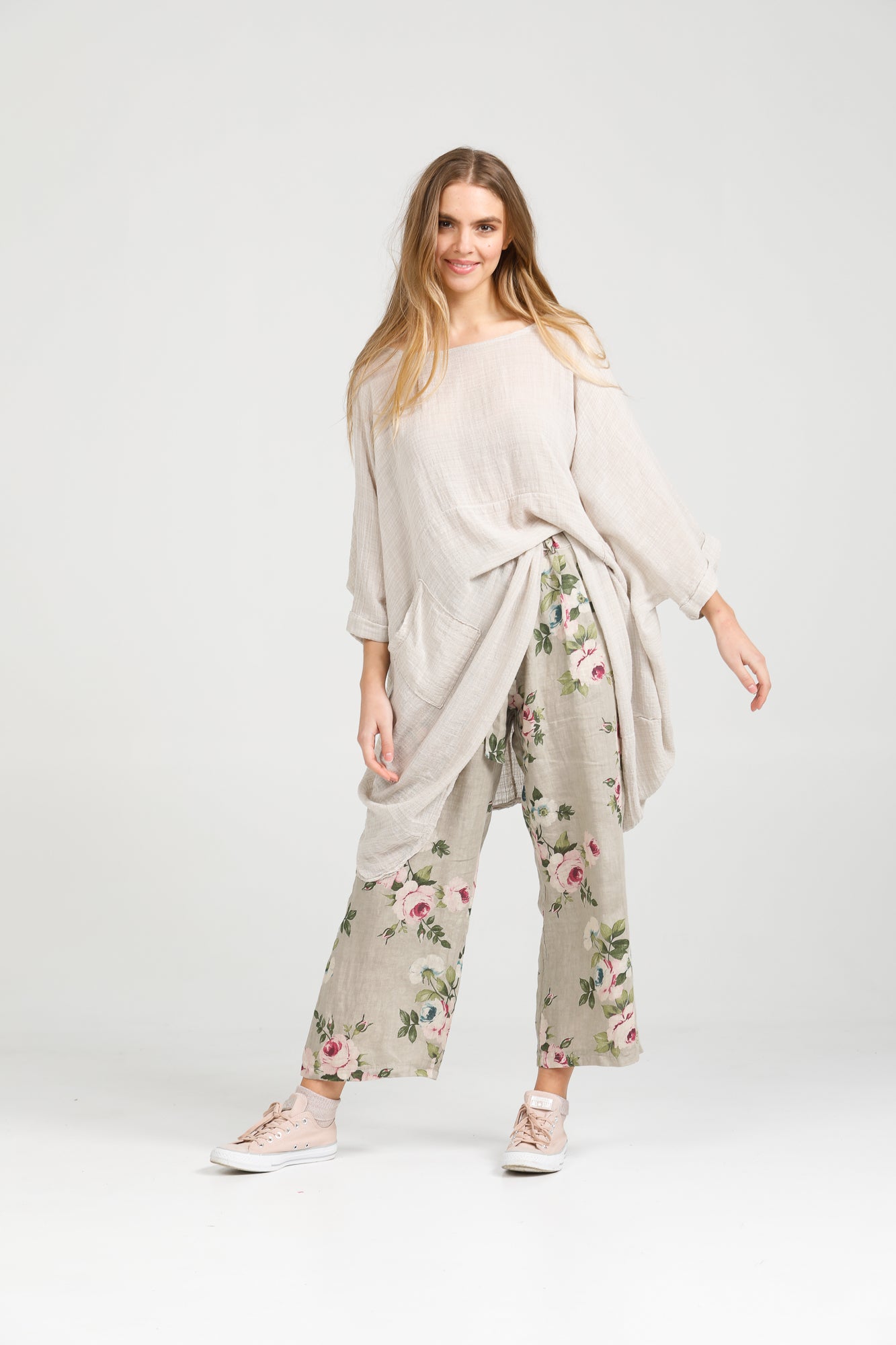 Eva Linen floral pants Seamist