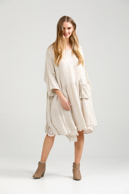 Clarissa Linen dress. Stone
