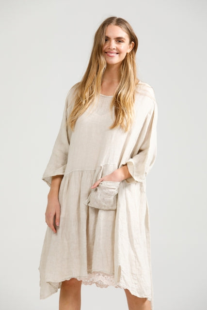 Clarissa Linen dress. Stone