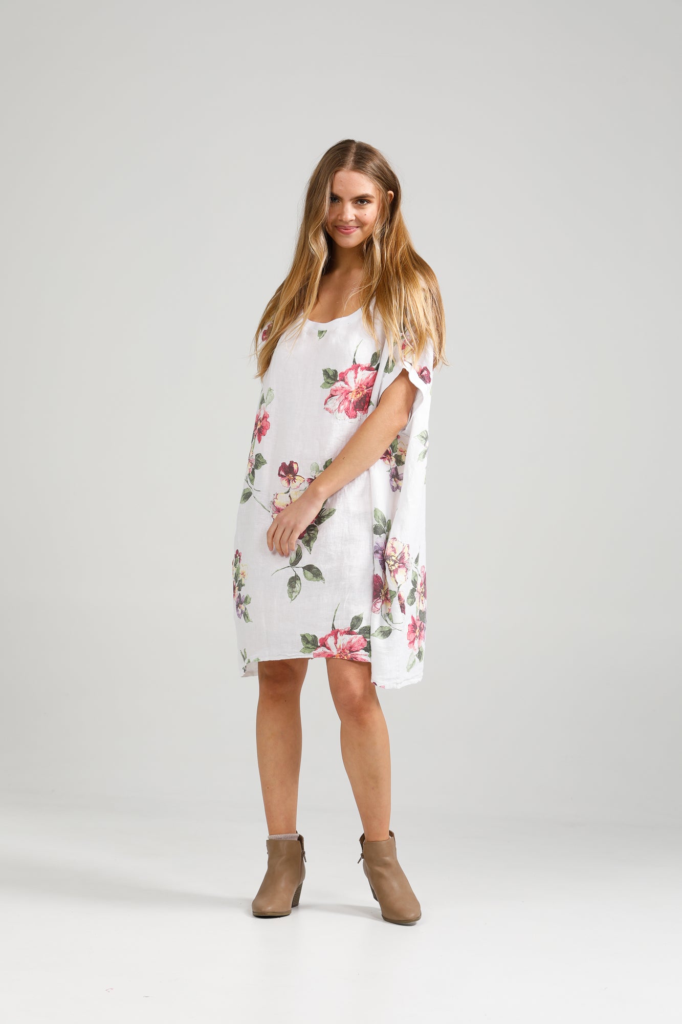 Rosabella linen dress. Icing Sugar Floral