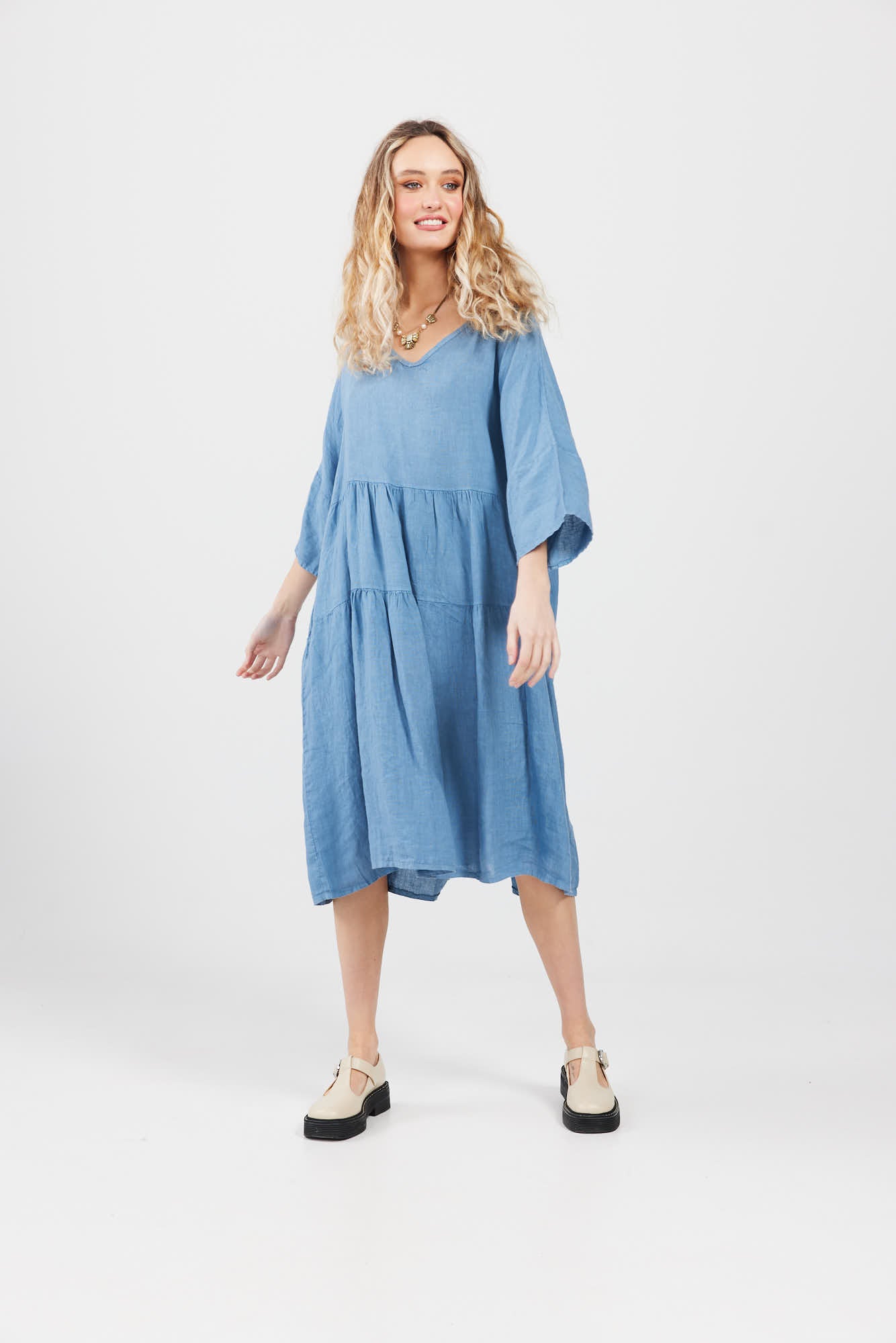 Stella Linen dress. Denim