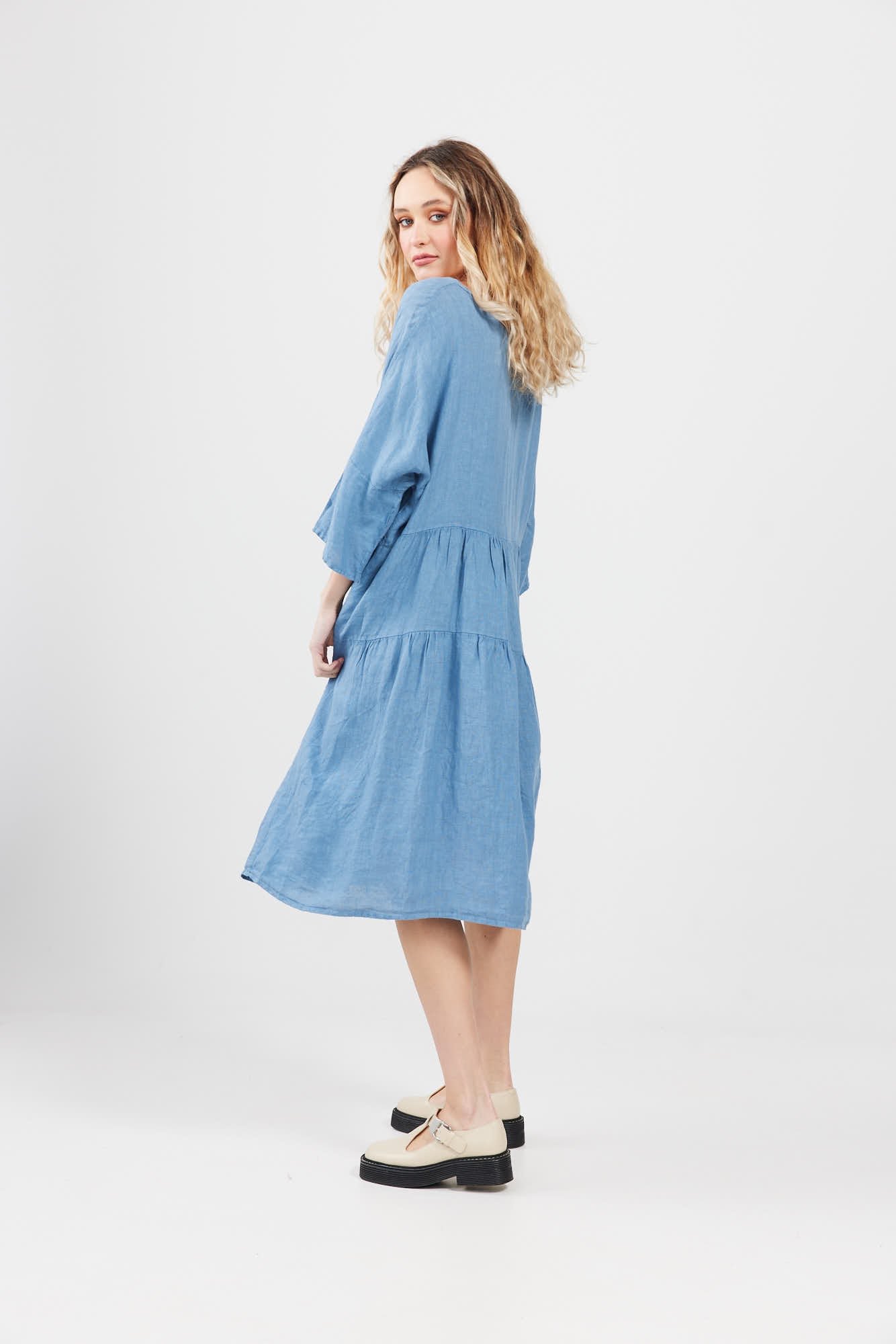 Stella Linen dress. Denim