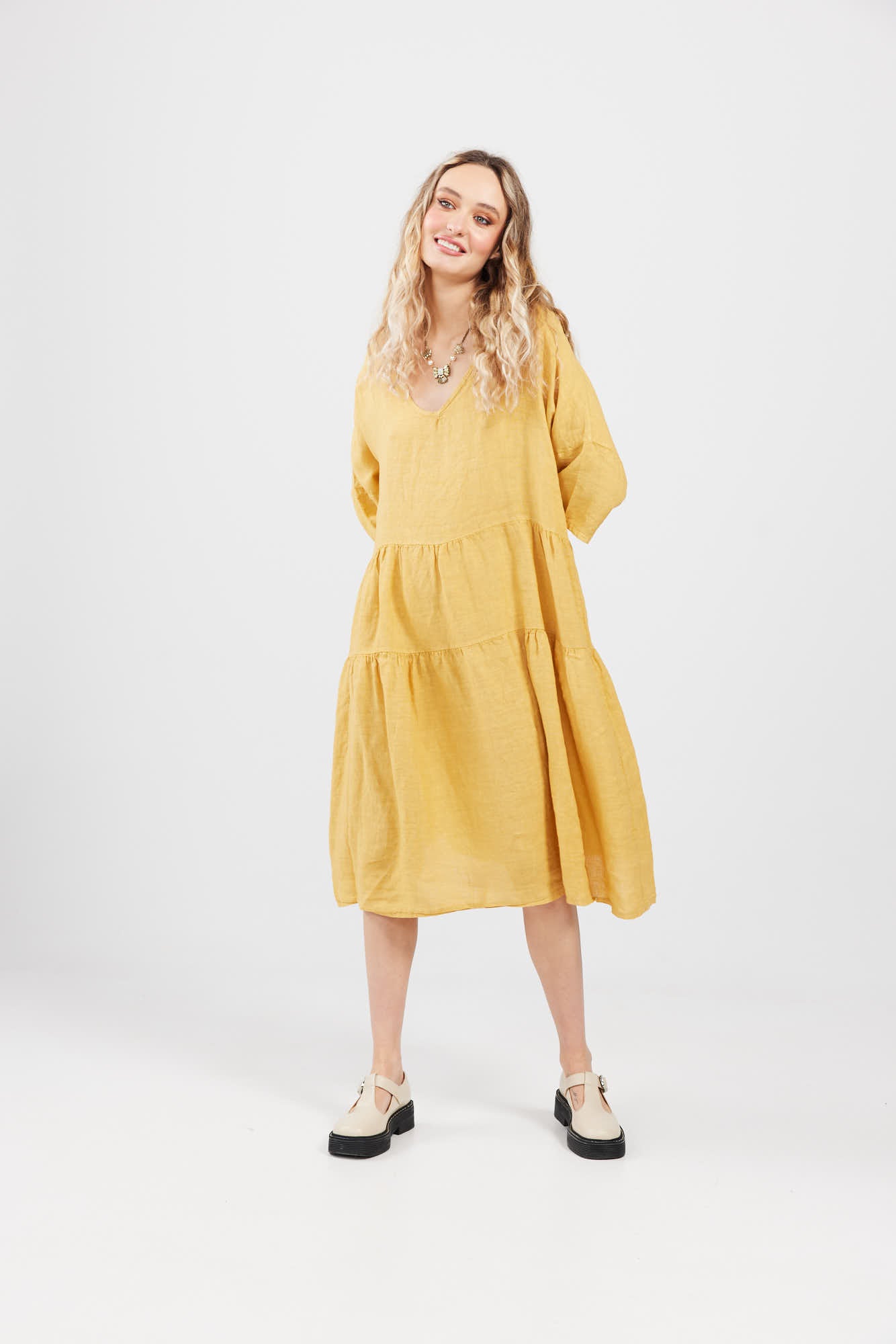 Stella Linen Dress. Sunflower
