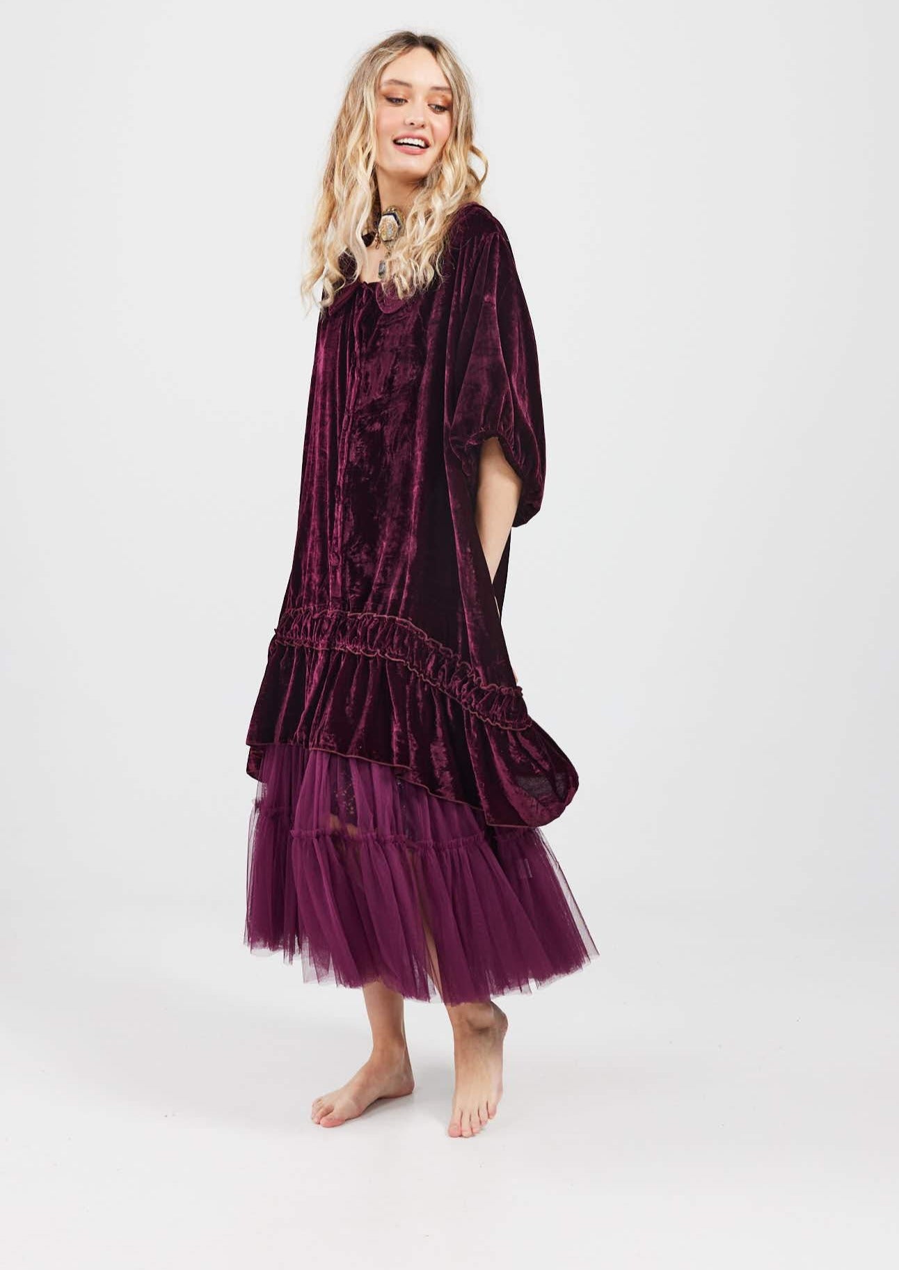 Florentine Velvet Coatdress. Bordeaux