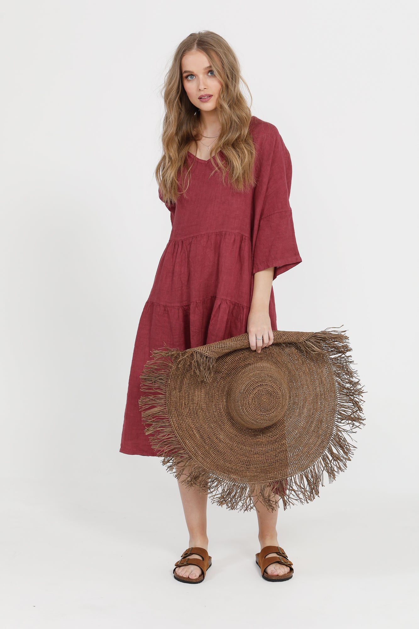 Stella linen dress. Antique Rust.