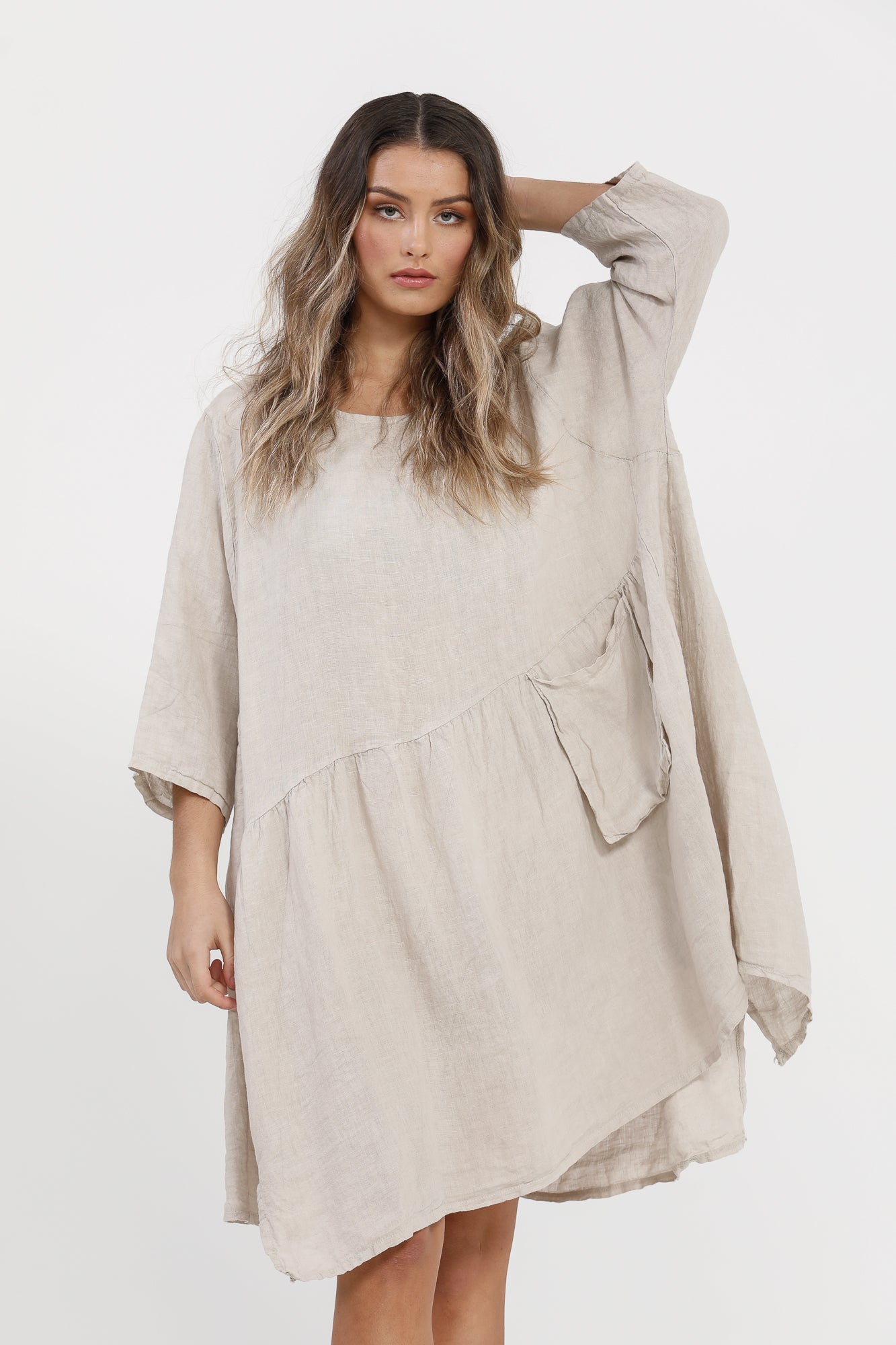 Clarissa Linen dress. Stone