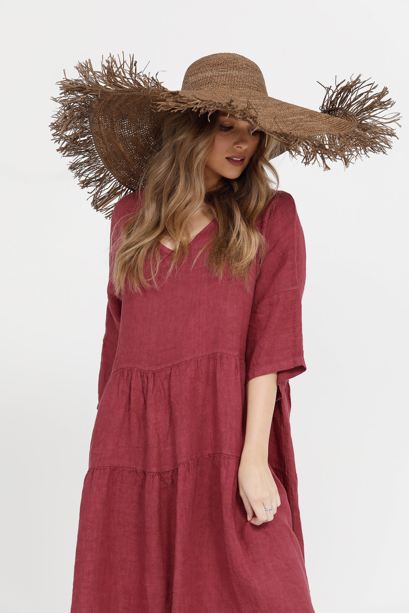 Stella linen dress. Antique Rust.