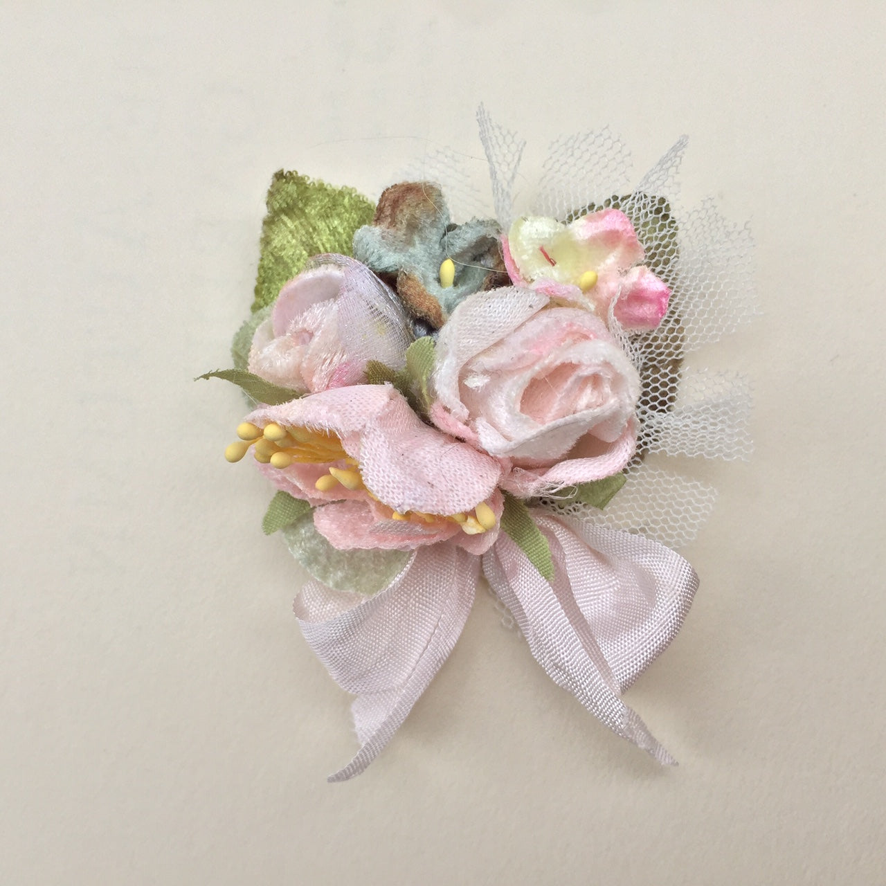 vintage rose posy baby band in cream & pink.