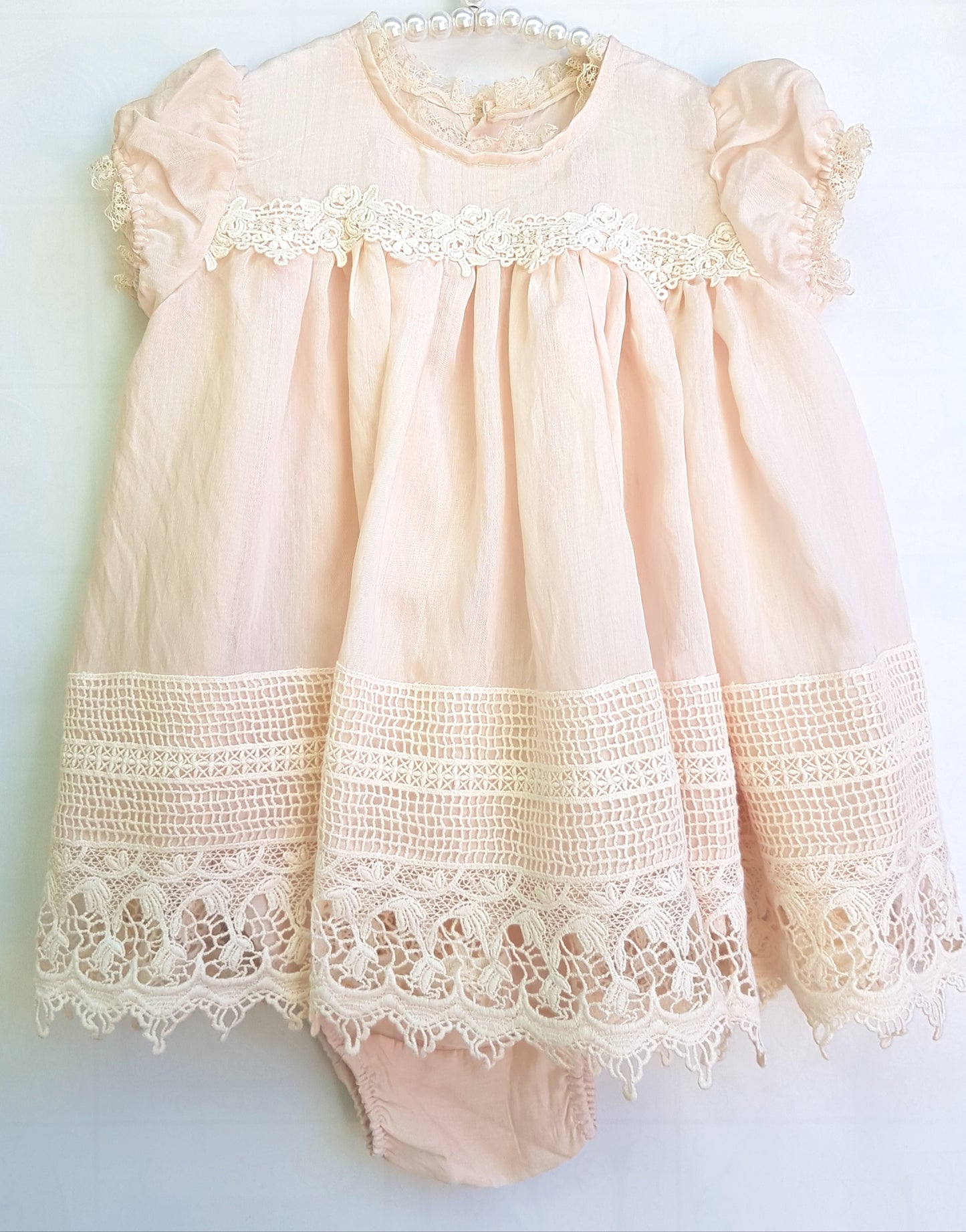 Sugar Plum Baby Heirloom dress. Blush Pink