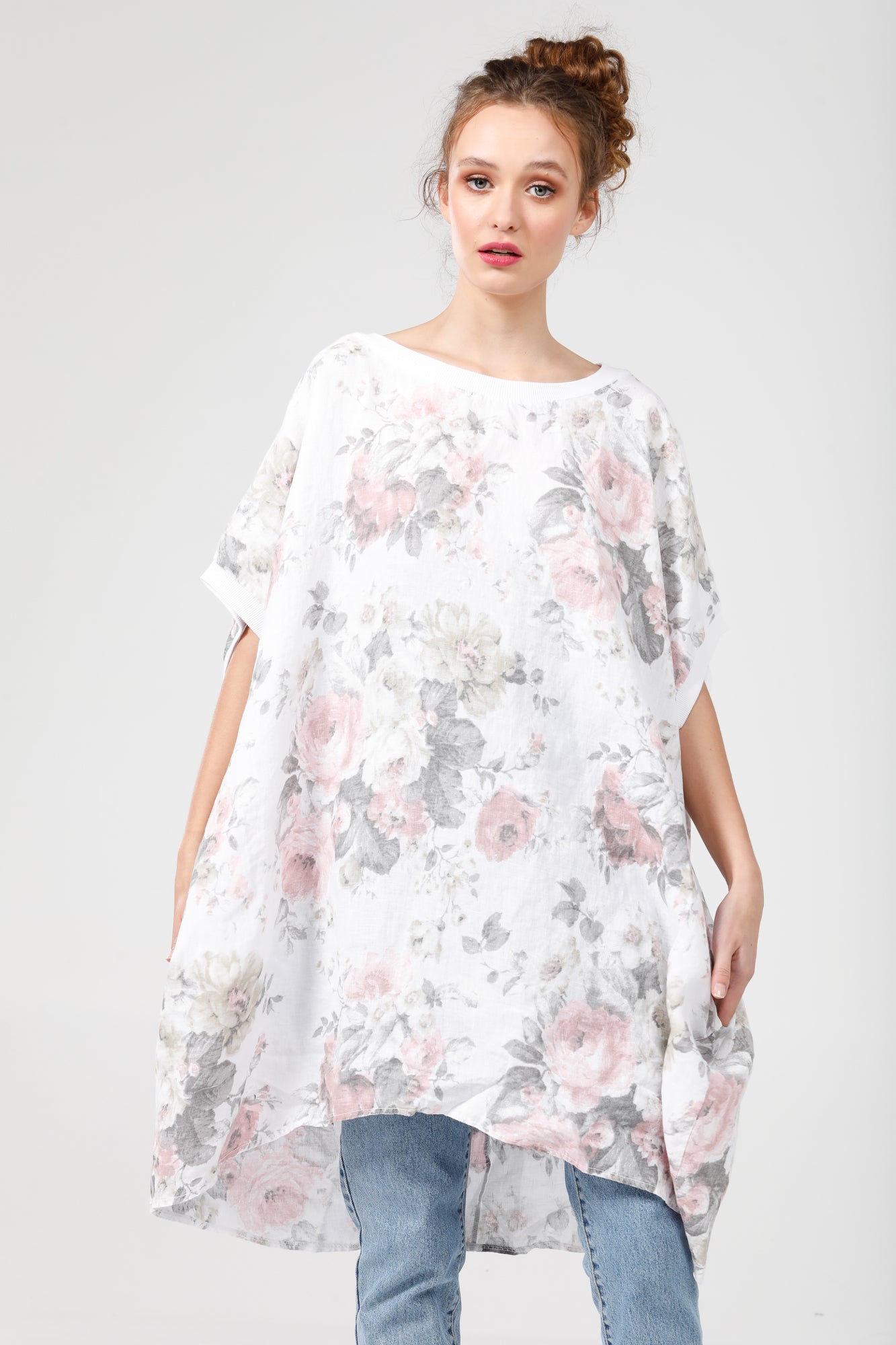 Rosabella linenDress. White. Vintage Rose