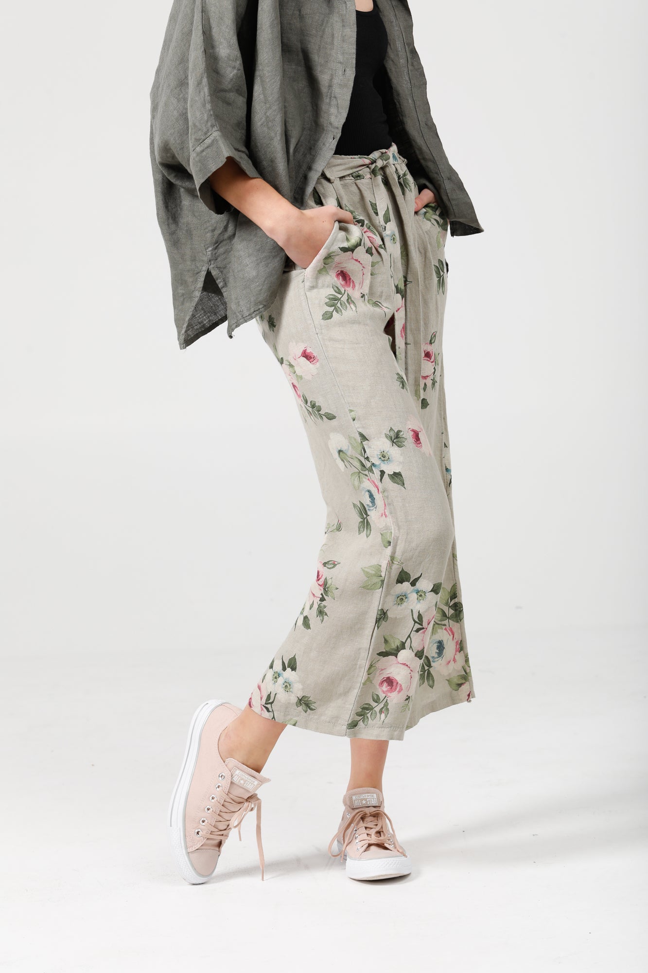 Eva Linen floral pants Seamist