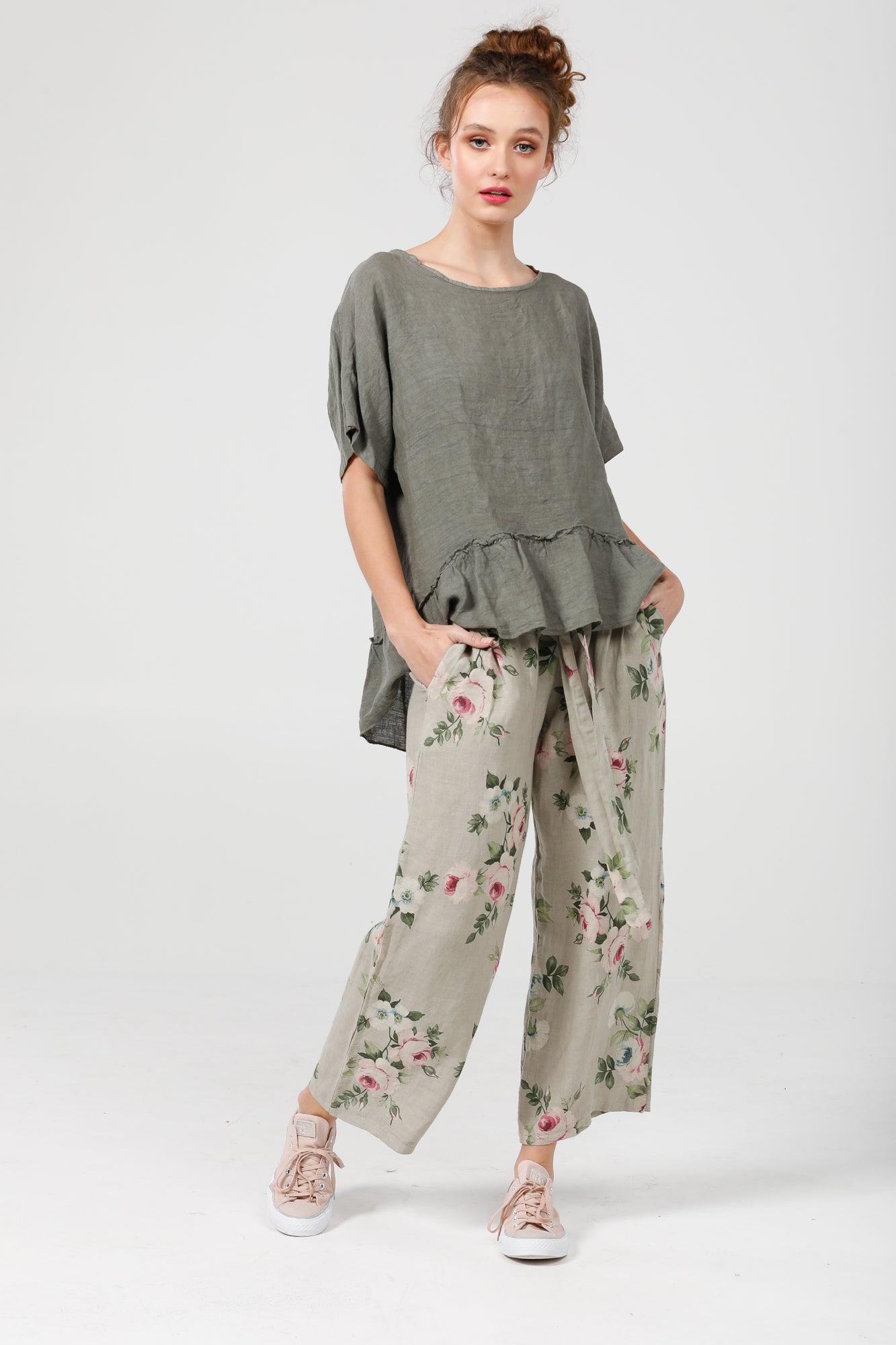Eva Linen floral pants Seamist