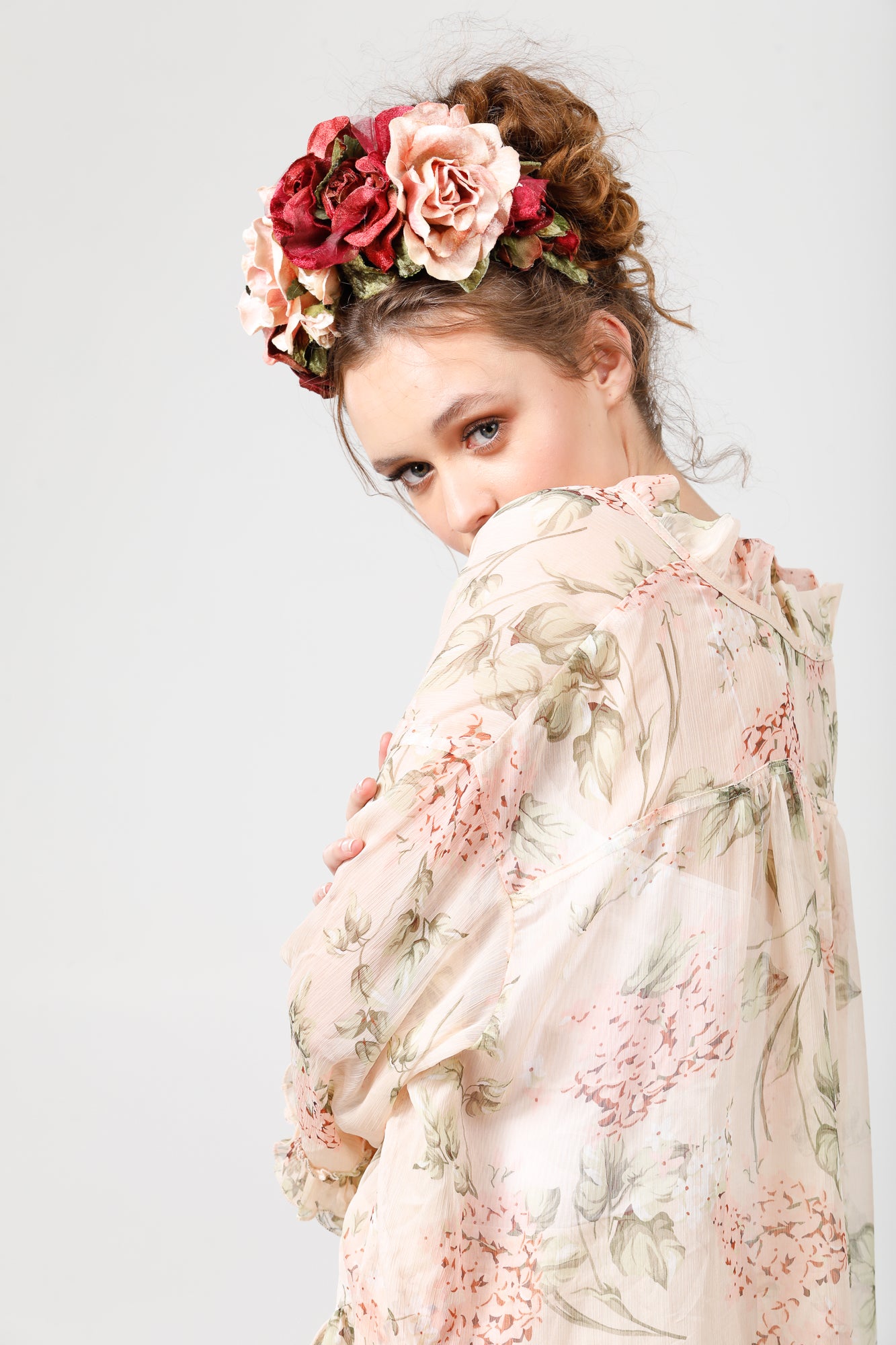 Kew Gardens Flower Crown. Burgundy / Pink