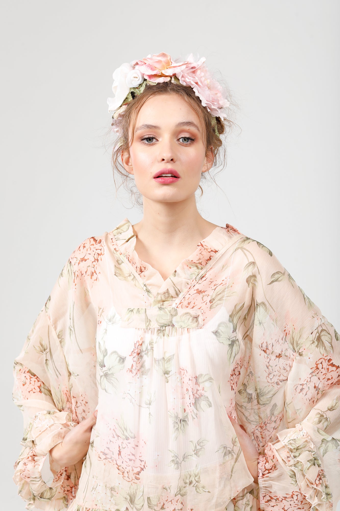 Chelsea Garden flower crown. Pink /cream