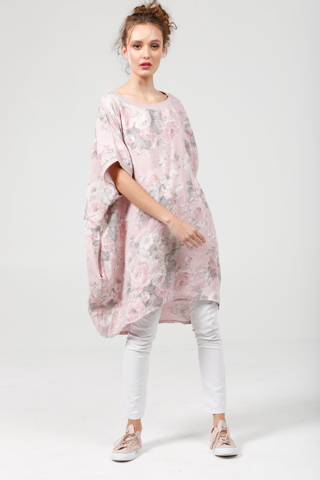 Rosabella linenDress. White. Vintage Rose