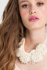 Pearl and velvet necklace