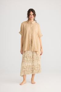 Teddie Linen shirt. Caramel