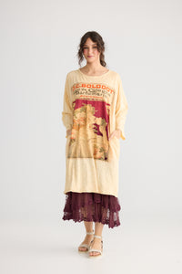Layla Tshirt cotton Art Nouveau dress. Cherry
