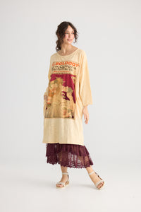 Layla Tshirt cotton Art Nouveau dress. Cherry