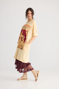 Layla Tshirt cotton Art Nouveau dress. Cherry