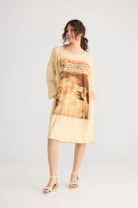Layla Art Nouveau Tshirt cotton dress. Chocolate