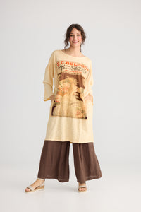 Layla Art Nouveau Tshirt cotton dress. Chocolate