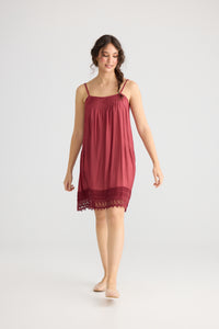 Amelie cotton and lace slip. Cherry