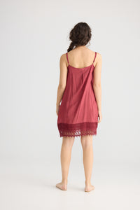 Amelie cotton and lace slip. Cherry