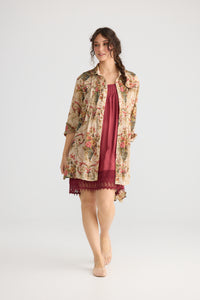 Amelie cotton and lace slip. Cherry