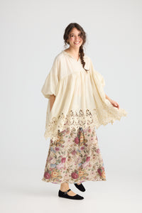 French Lace Smock. Stone