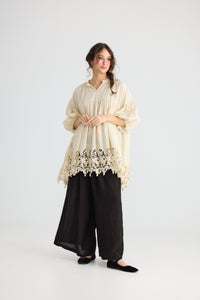 French Lace Smock. Stone