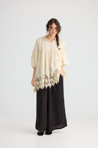 French Lace Smock. Stone