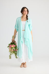 Sabine Linen  Duster coat. Mint