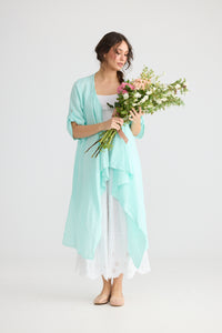 Sabine Linen  Duster coat. Mint