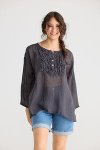 Florian Linen Gauze top.  Coconut