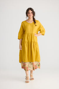 Stella Linen Dress. Sunflower