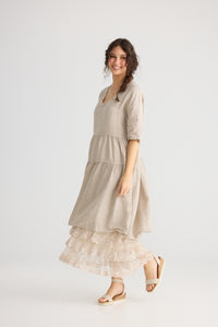 Stella Linen Dress. Oatmeal