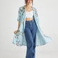 Abigail Floral linen coatdress  Powder Blue.