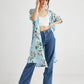 Abigail Floral linen coatdress  Powder Blue.