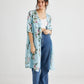 Abigail Floral linen coatdress  Powder Blue.