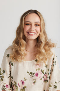 Audrey Linen Dress. Cream Rose