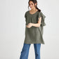 Bella Linen Top. Khaki