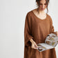 Chloe Linen top . Tobacco